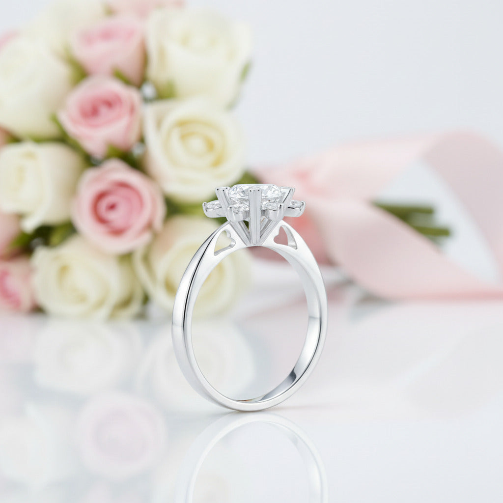 1ct Flower Round Diamond Option Ring-Black Diamonds New York