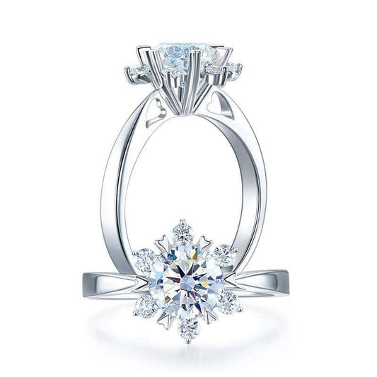 1ct Flower Round Moissanite Diamond Ring-Black Diamonds New York