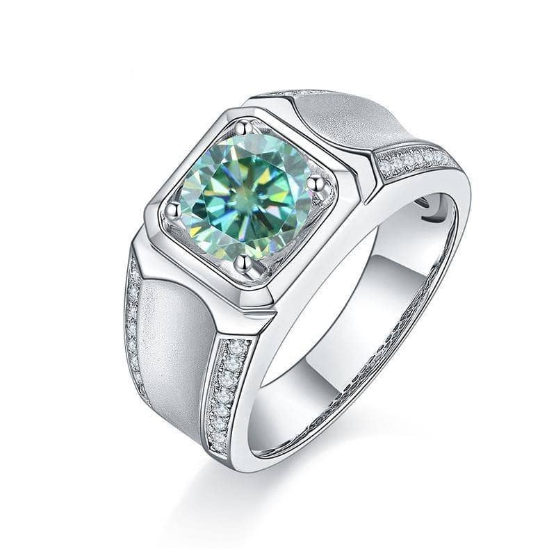 1Ct Green Color Moissanite Men's Modern Ring-Black Diamonds New York