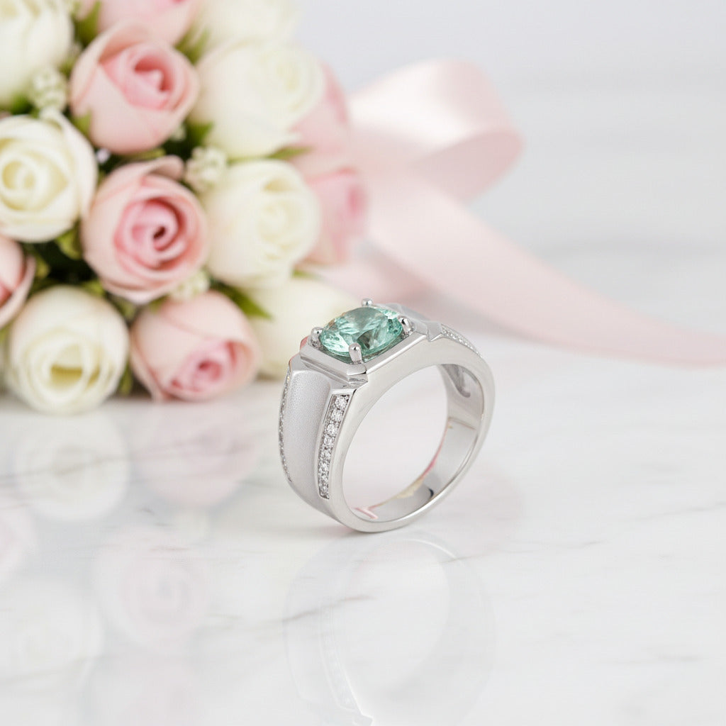 1ct Green Diamond Option Classic Band-Black Diamonds New York