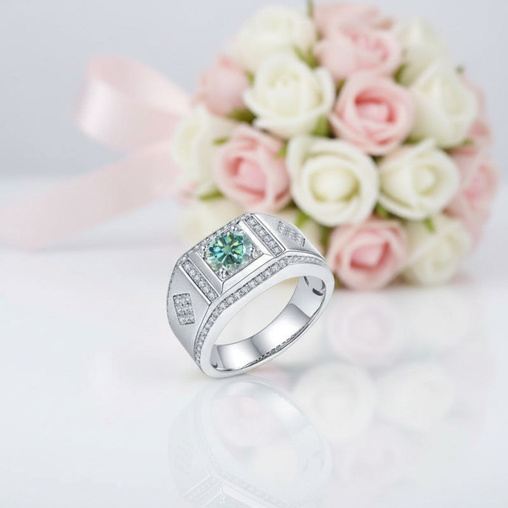 1ct Green Diamond Option Classic Band-Black Diamonds New York