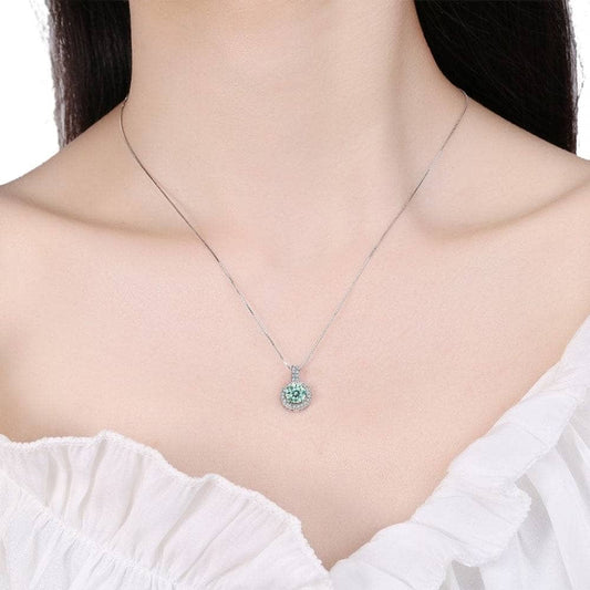 1ct Green Moissanite Diamond Necklace-Black Diamonds New York