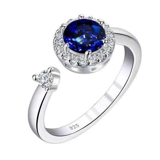 1ct Halo Round Cut Blue EVN Stone Engagement Ring-Black Diamonds New York