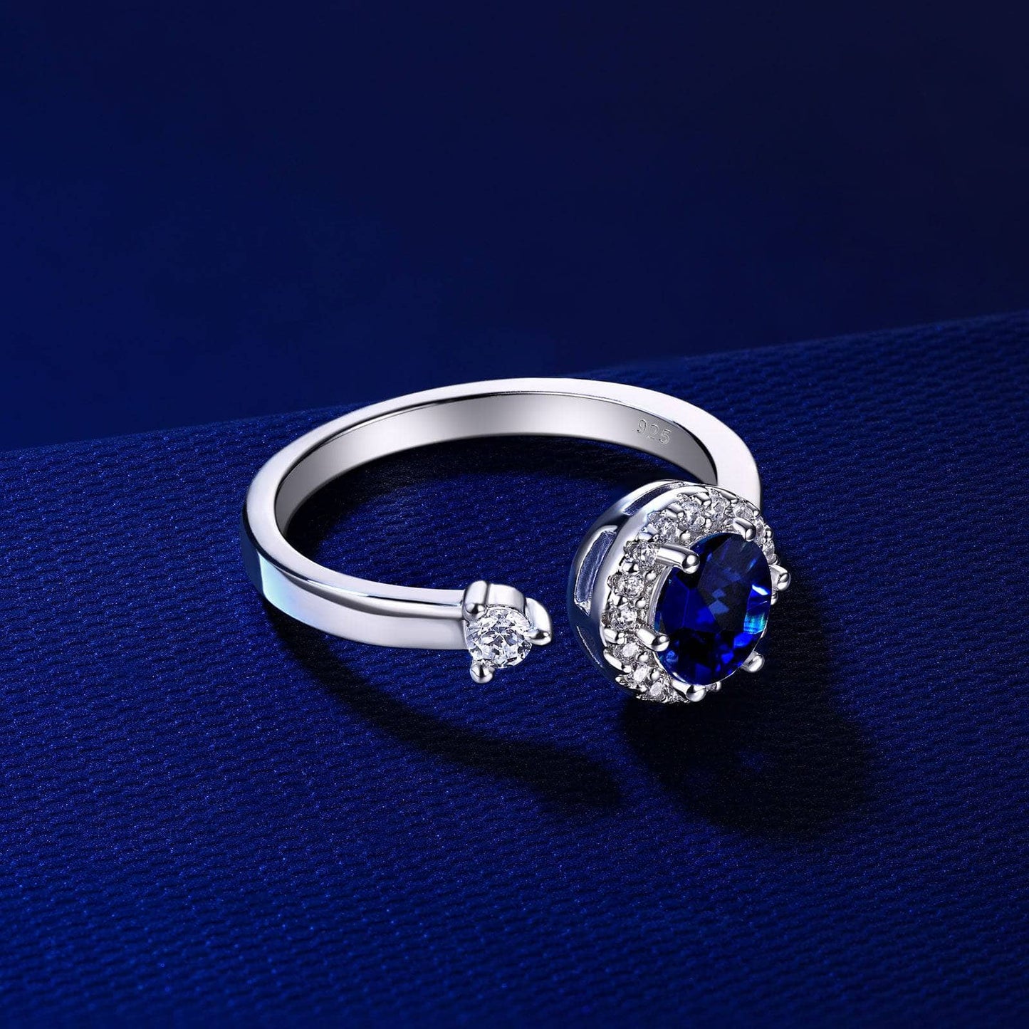 1ct Halo Round Cut Blue EVN Stone Engagement Ring - Black Diamonds New York