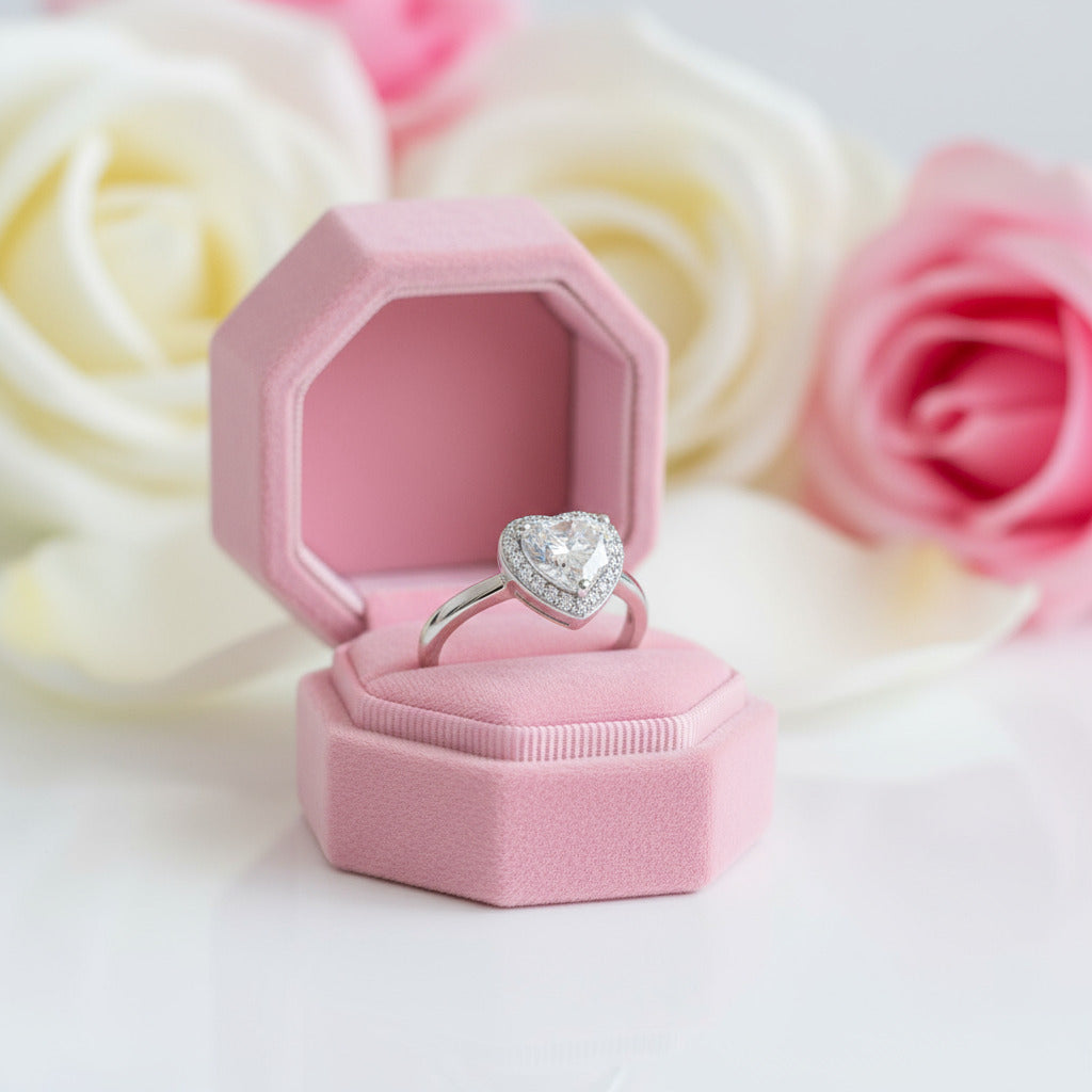 1ct Heart Halo Diamond Ring-Black Diamonds New York