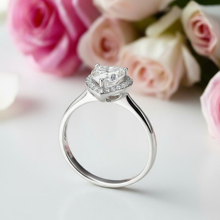 1ct Heart Halo Diamond Ring-Black Diamonds New York