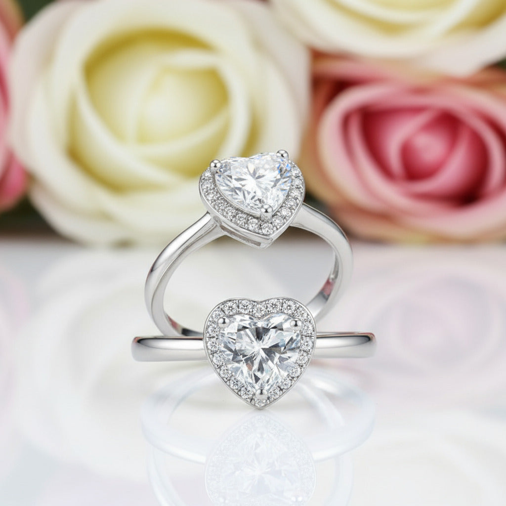 1ct Heart Halo Diamond Ring-Black Diamonds New York