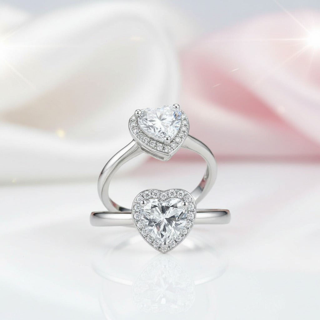 1ct Heart Halo Diamond Option Ring-Black Diamonds New York