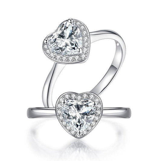 1ct Heart Halo Diamond Ring - Black Diamonds New York-Black Diamonds New York