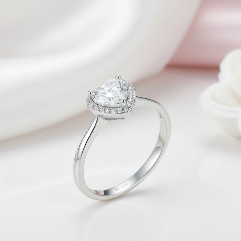 1ct Heart Halo Diamond Option Ring-Black Diamonds New York