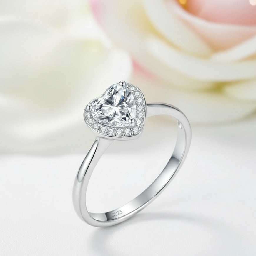 1ct Heart Halo Diamond Ring-Black Diamonds New York