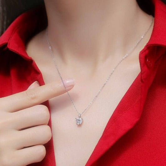 1ct Heart Shaped Moissanite Diamond Necklace-Black Diamonds New York