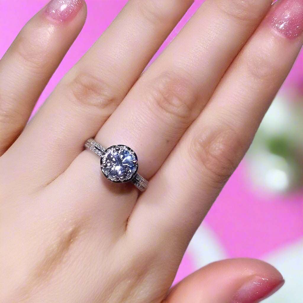 1ct High Blossom Design Diamond Ring-Black Diamonds New York