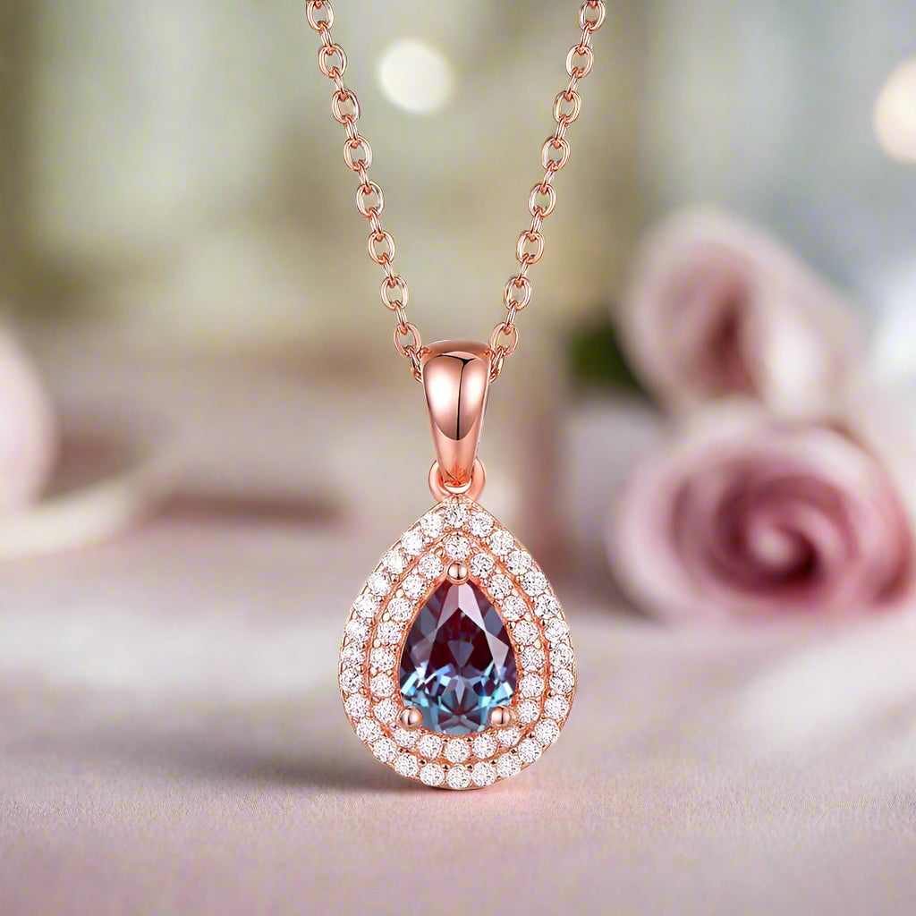 1.0 Ct Lab Alexandrite Pendant Necklace-Black Diamonds New York