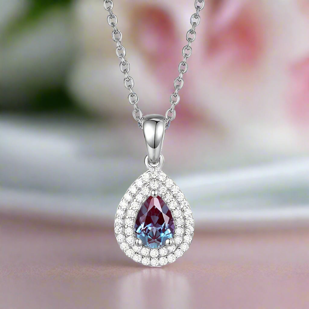 1.0 Ct Lab Alexandrite Pendant Necklace-Black Diamonds New York