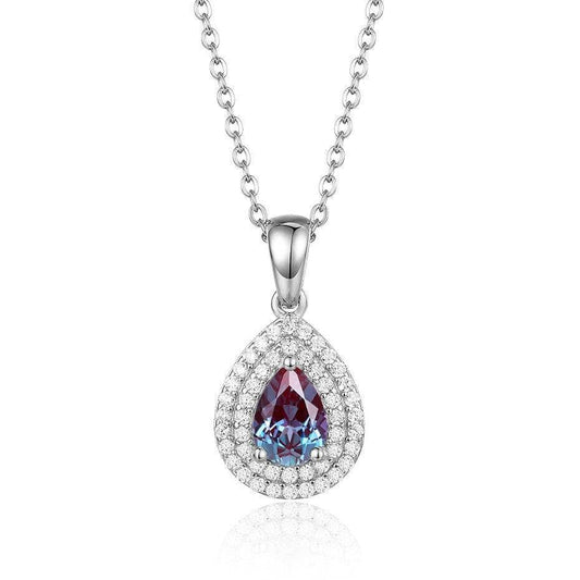 1ct Lab Alexandrite Gemstone Pendant Necklace-Black Diamonds New York