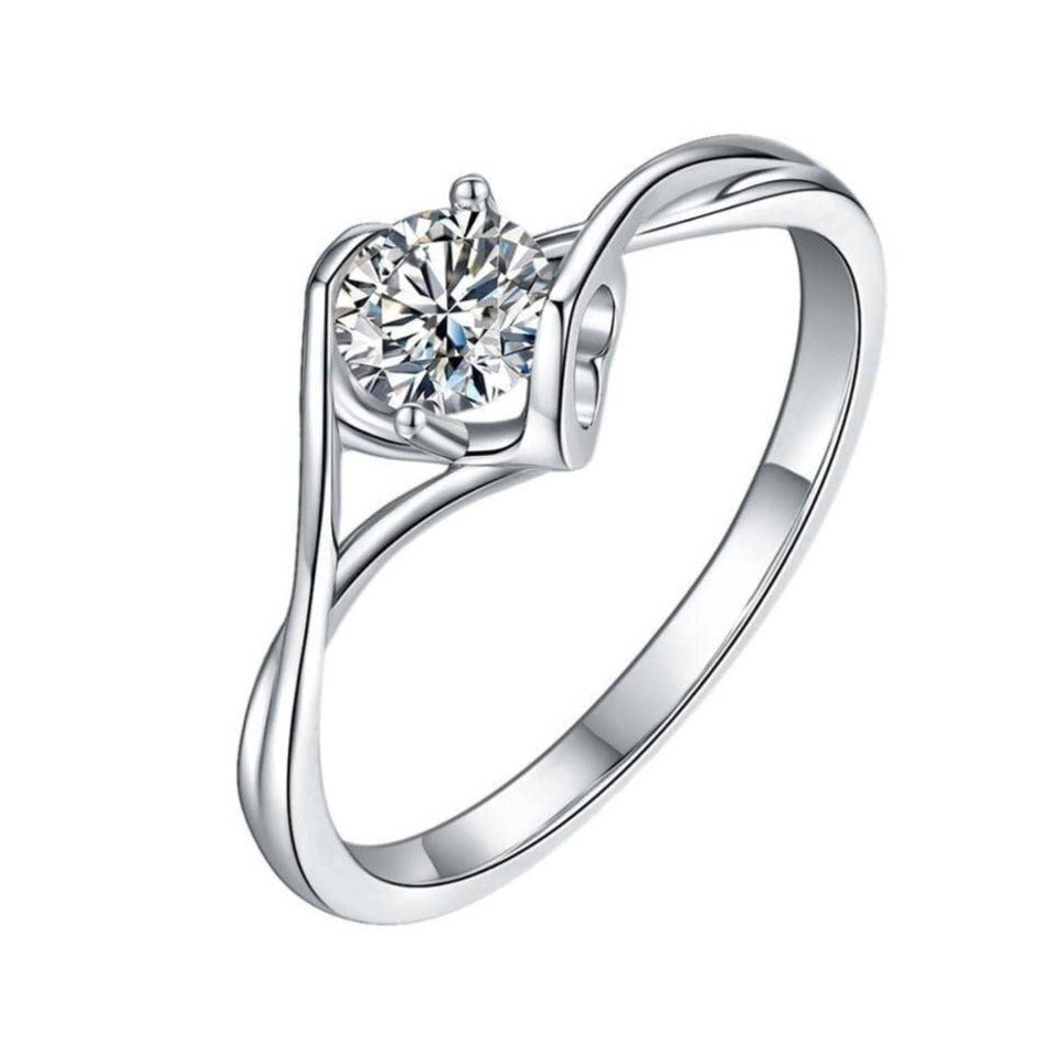 1Ct Moissanite White Gold Plated Engagement Wedding Ring - Black Diamonds New York