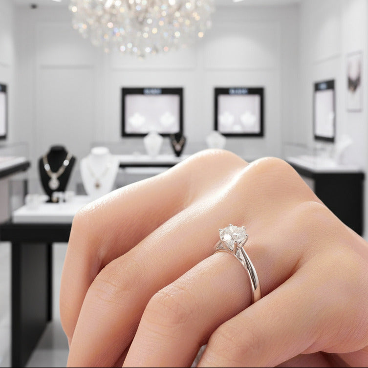 1ct Diamond Classic 6 Claws Engagement Ring-Black Diamonds New York