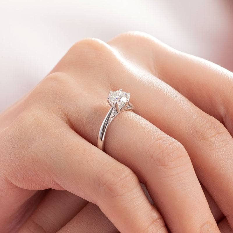 1ct Moissanite Classic 6 Claws Engagement Ring - Black Diamonds New York