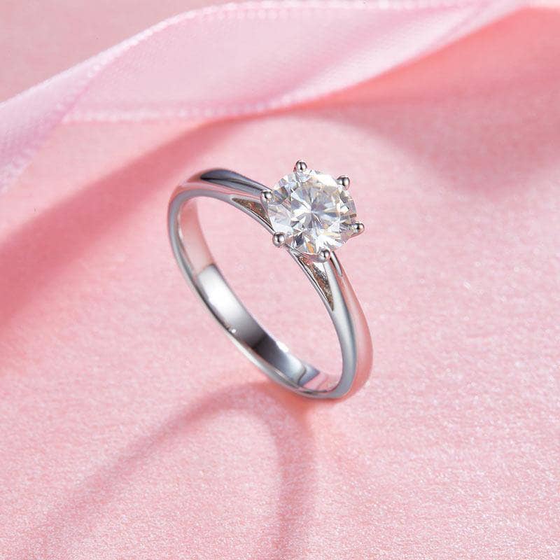 1ct Moissanite Classic 6 Claws Engagement Ring-Black Diamonds New York