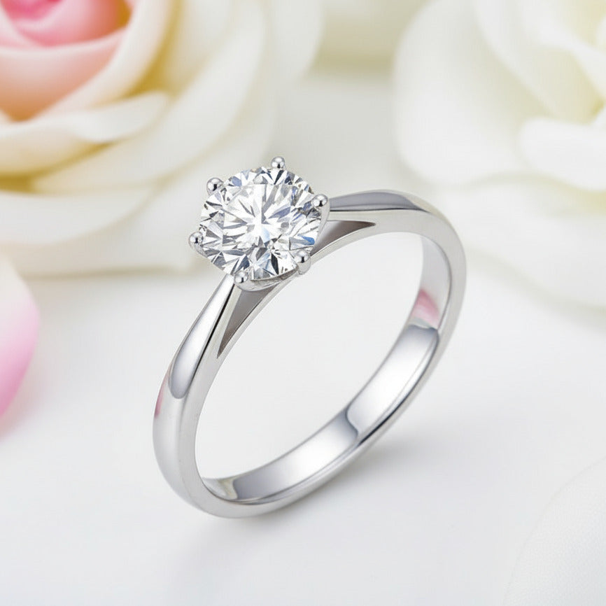 1ct Diamond Classic 6 Claws Engagement Ring-Black Diamonds New York