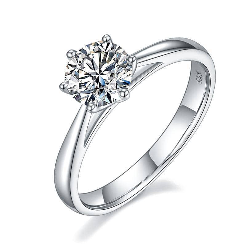 1ct Moissanite Classic 6 Claws Engagement Ring-Black Diamonds New York