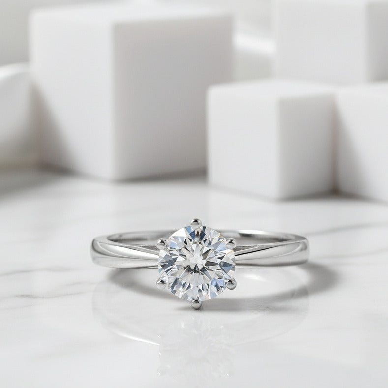 1ct Diamond Classic 6 Claws Engagement Ring-Black Diamonds New York