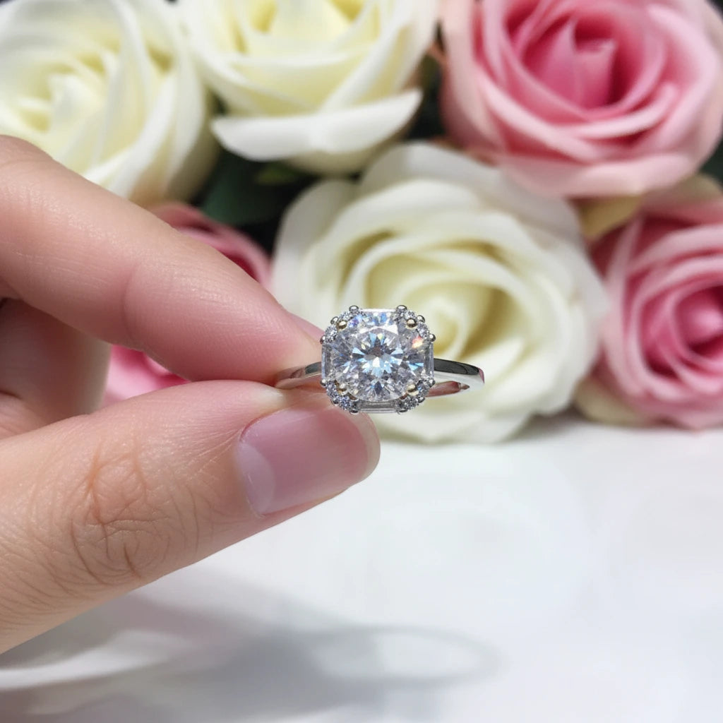 1.0 Ct Diamond Cushion Engagement Ring-Black Diamonds New York