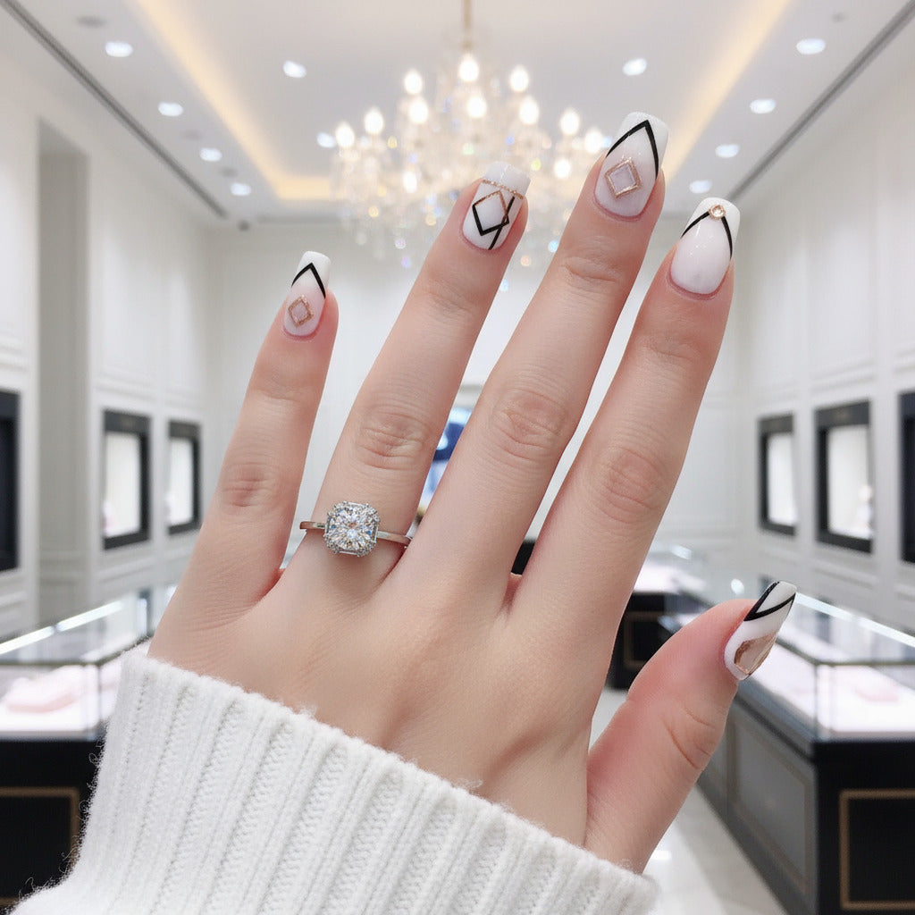 1.0 Ct Diamond Cushion Engagement Ring-Black Diamonds New York