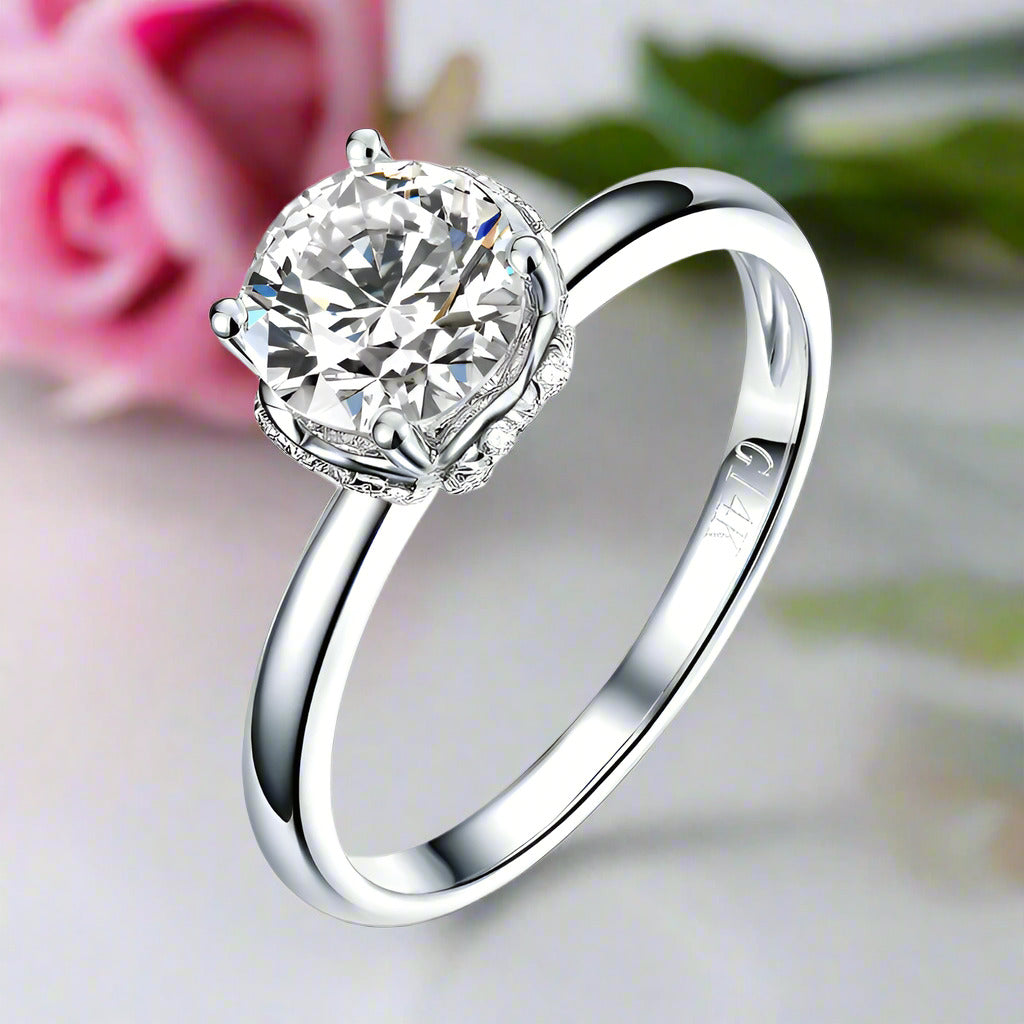 1ct Diamond 14k White Gold Engagement Ring-Black Diamonds New York