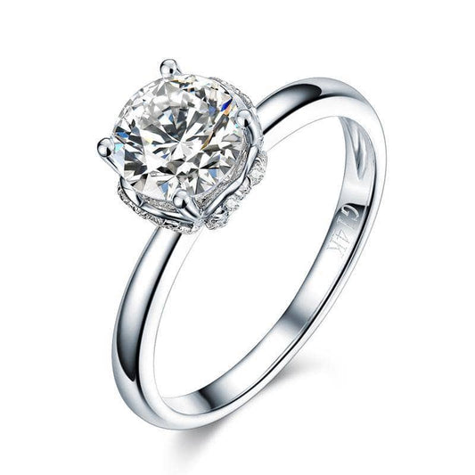 1ct Moissanite Diamond 14K White Gold Engagement Ring-Black Diamonds New York