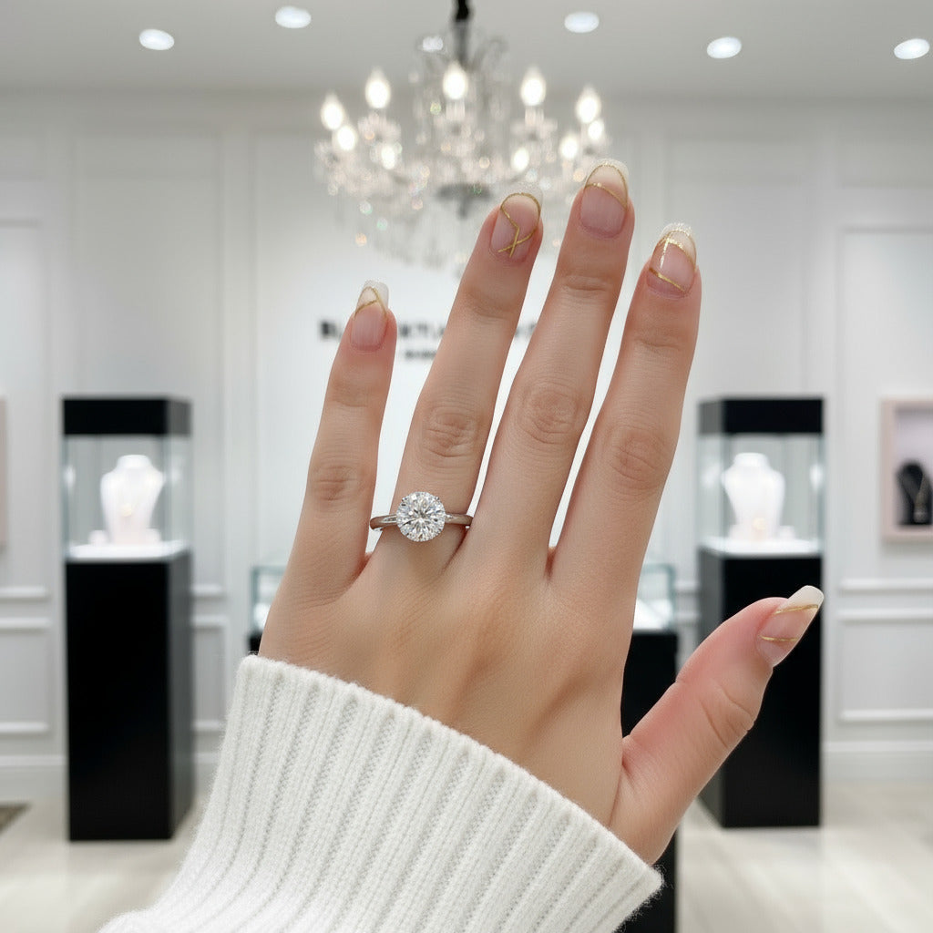 1ct Diamond 14k White Gold Engagement Ring-Black Diamonds New York