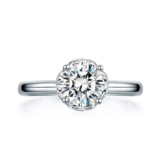 1ct Moissanite Diamond 14K White Gold Engagement Ring