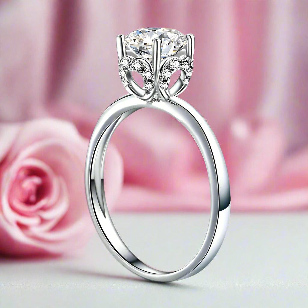 1ct Diamond 14k White Gold Engagement Ring-Black Diamonds New York