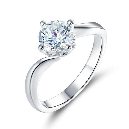 1ct Moissanite Diamond 14K White Gold Ring-Black Diamonds New York