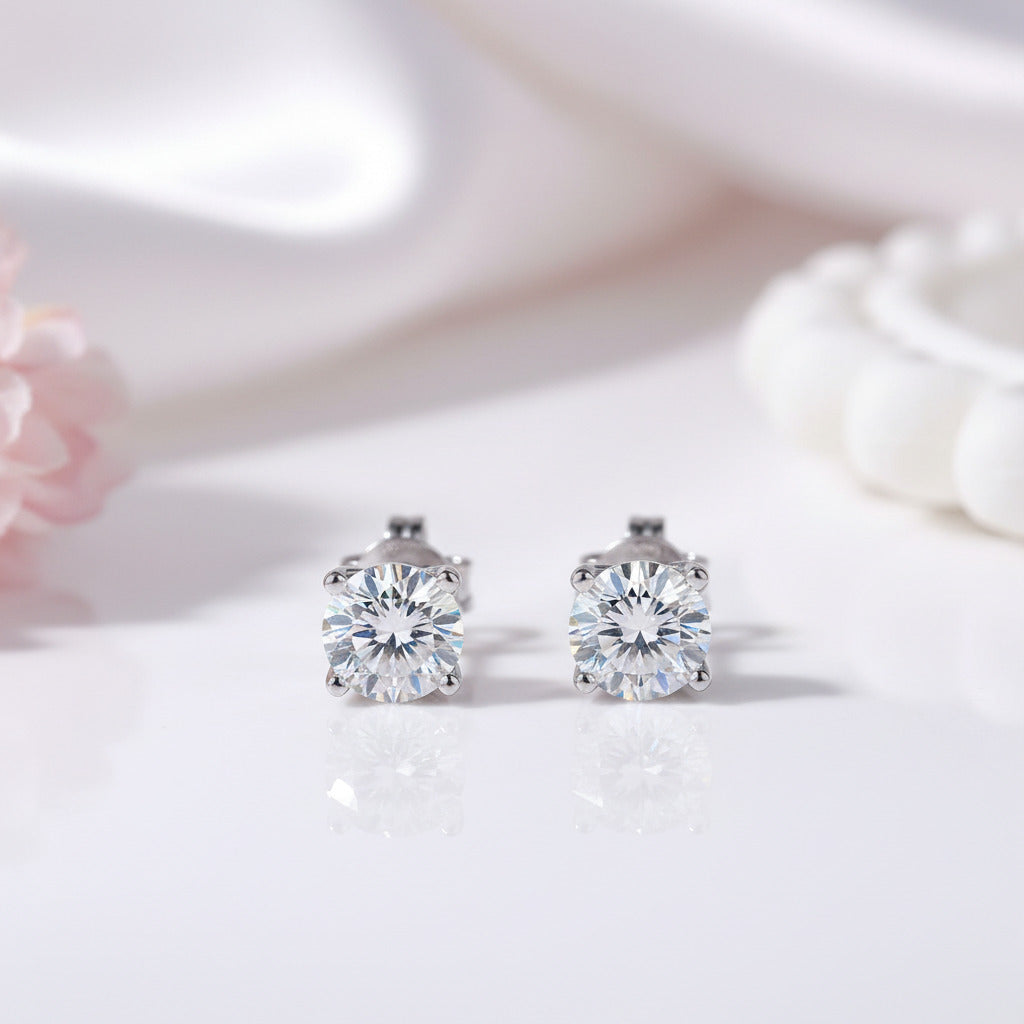 1ct Diamond Option 6 Claws Stud Earrings-Black Diamonds New York
