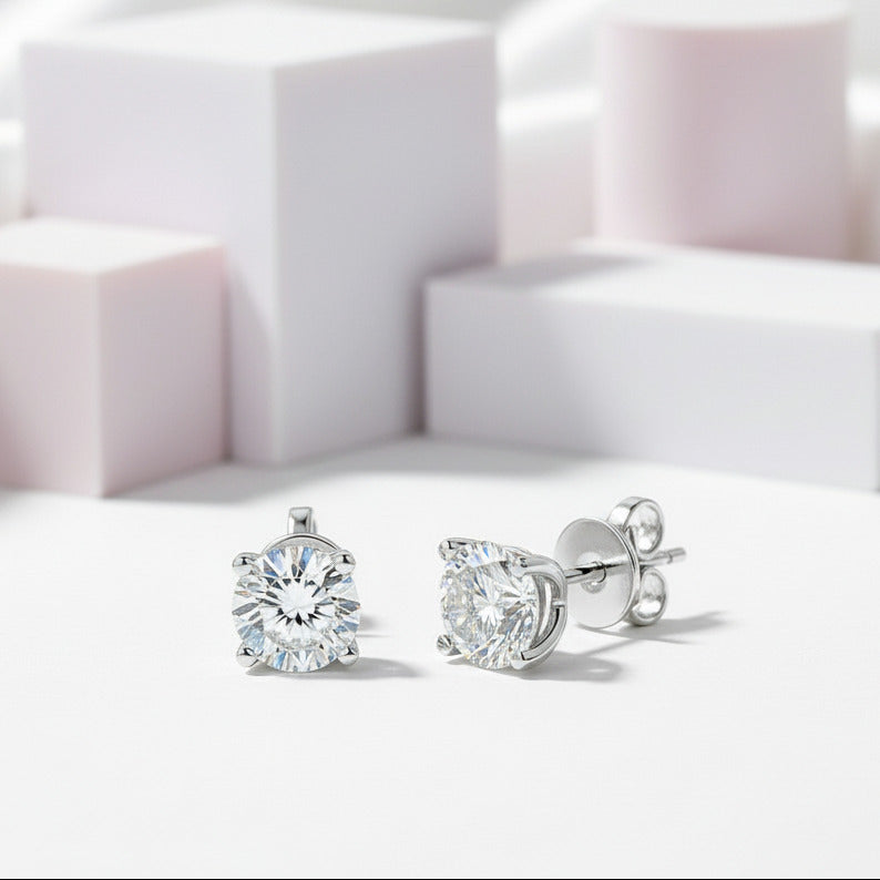 1ct Diamond 6 Claws Stud Earrings-Black Diamonds New York