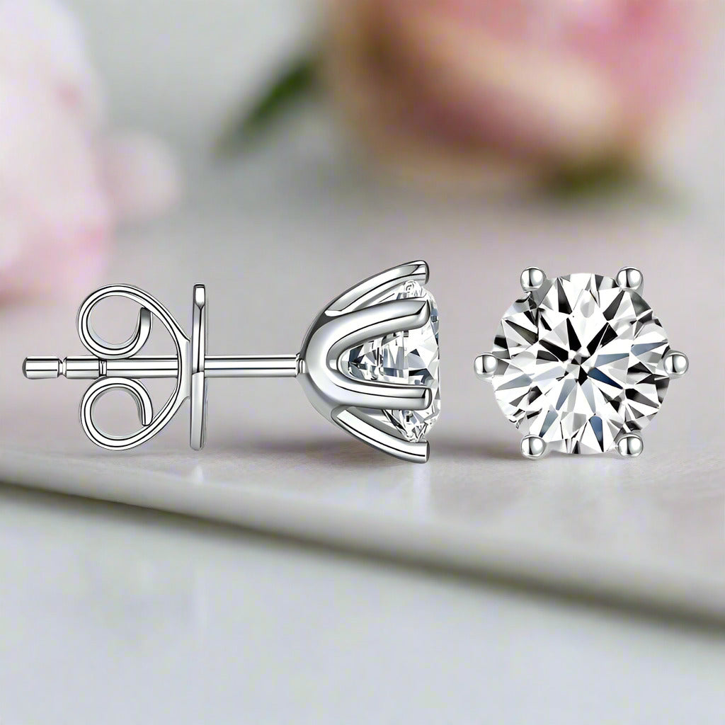 1ct Diamond 6 Claws Stud Earrings-Black Diamonds New York