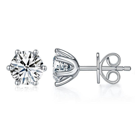 1ct Diamond 6 Claws Stud Earrings-Black Diamonds New York