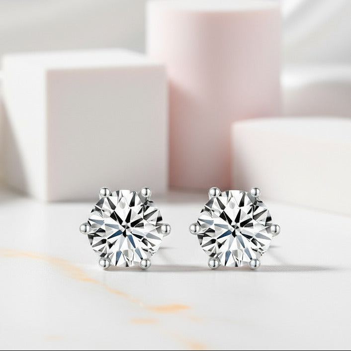 1ct Diamond 6 Claws Stud Earrings-Black Diamonds New York