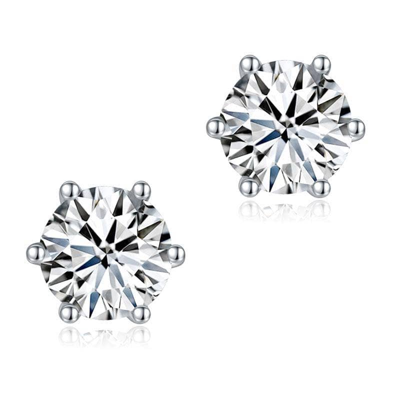 1ct Moissanite Diamond 6 Claws Stud Earrings