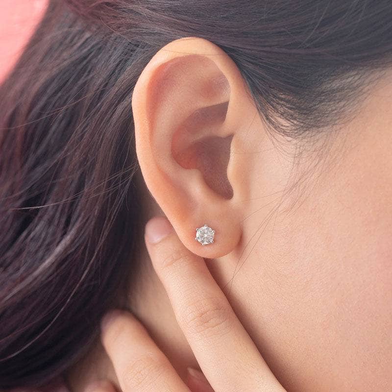 1ct Moissanite Diamond 6 Claws Stud Earrings - Black Diamonds New York