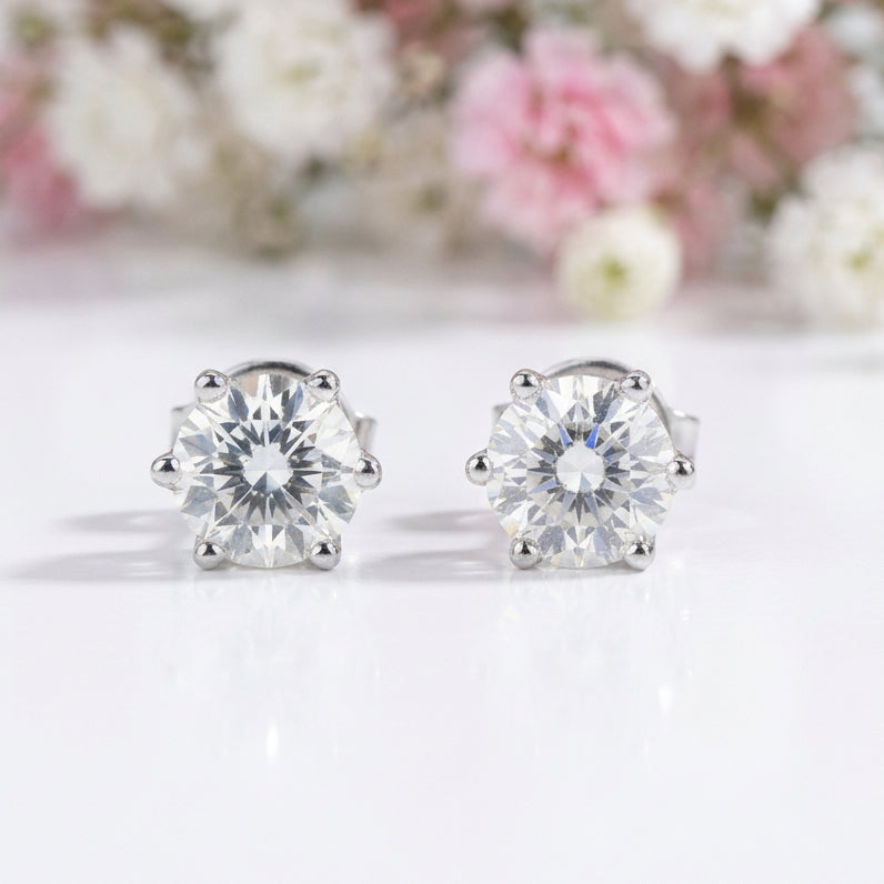 1ct Diamond Option 6 Claws Stud Earrings-Black Diamonds New York