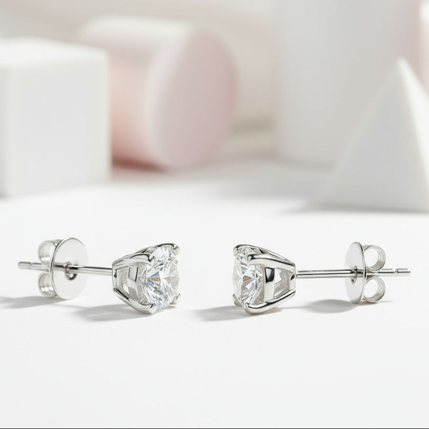 1ct Diamond 6 Claws Stud Earrings-Black Diamonds New York