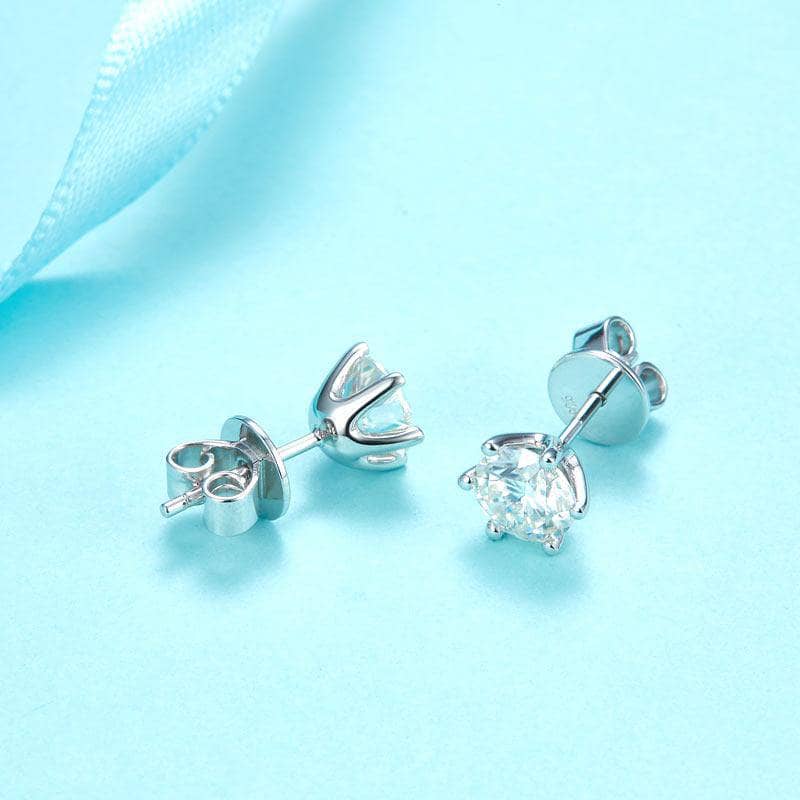 1ct Moissanite Diamond 6 Claws Stud Earrings-Black Diamonds New York
