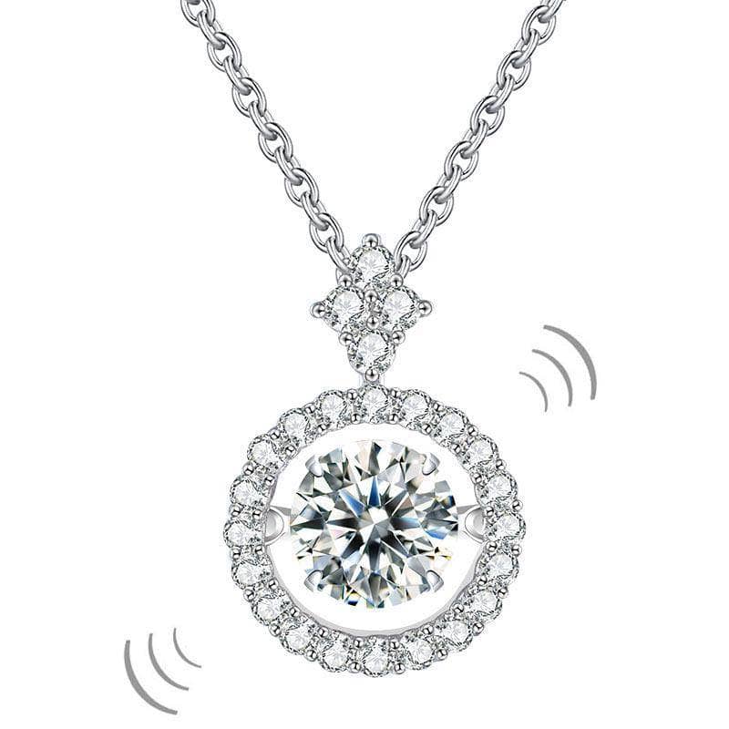 1ct Moissanite Diamond Dancing Stone Necklace - Black Diamonds New York-Black Diamonds New York