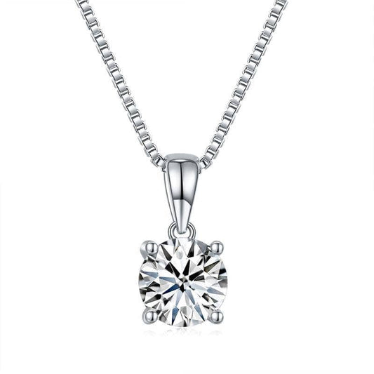 1ct Moissanite Diamond Pendant Necklace - Black Diamonds New York-Black Diamonds New York