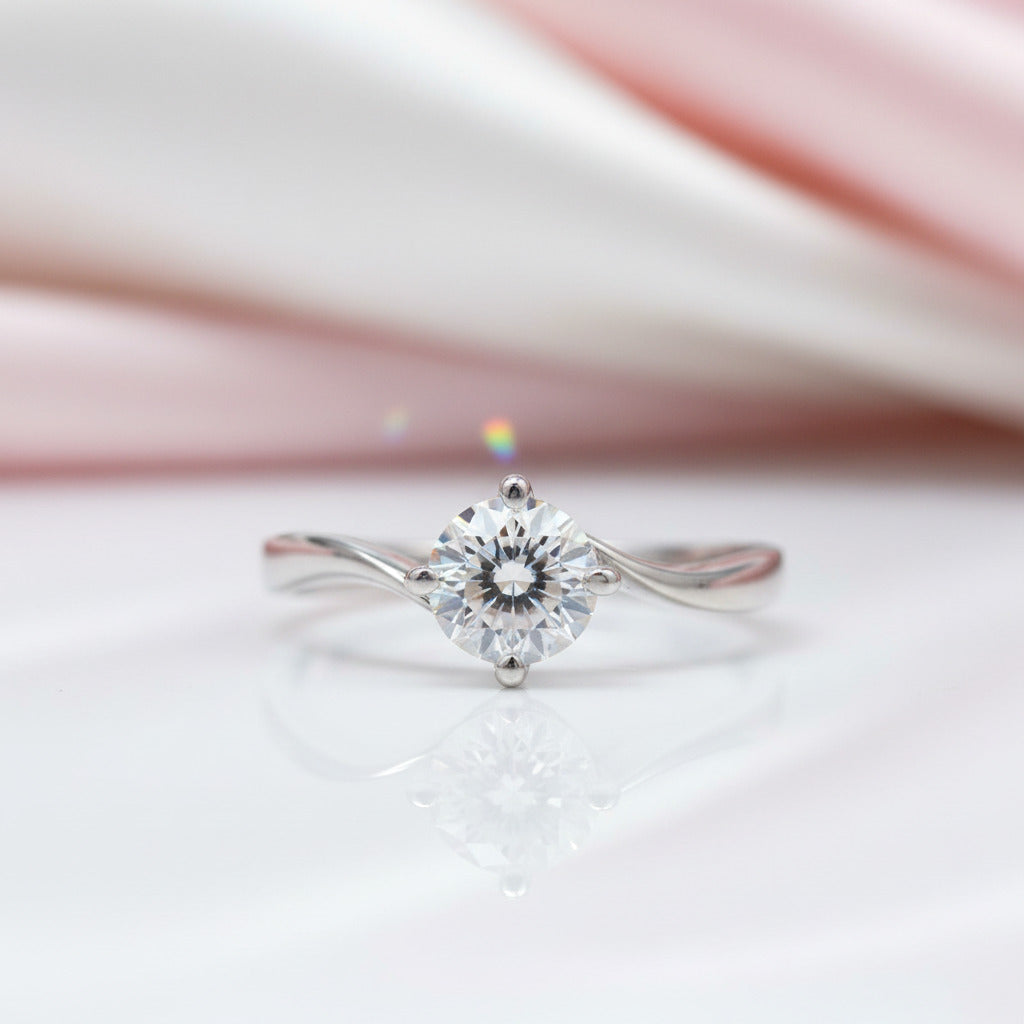 1ct Diamond Option Swirl Solitaire Ring-Black Diamonds New York