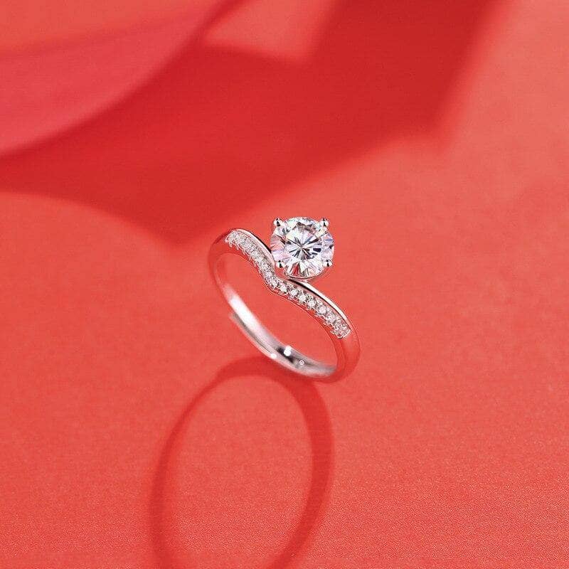 1CT Moissanite Engagement Bridal Classic Ring-Black Diamonds New York