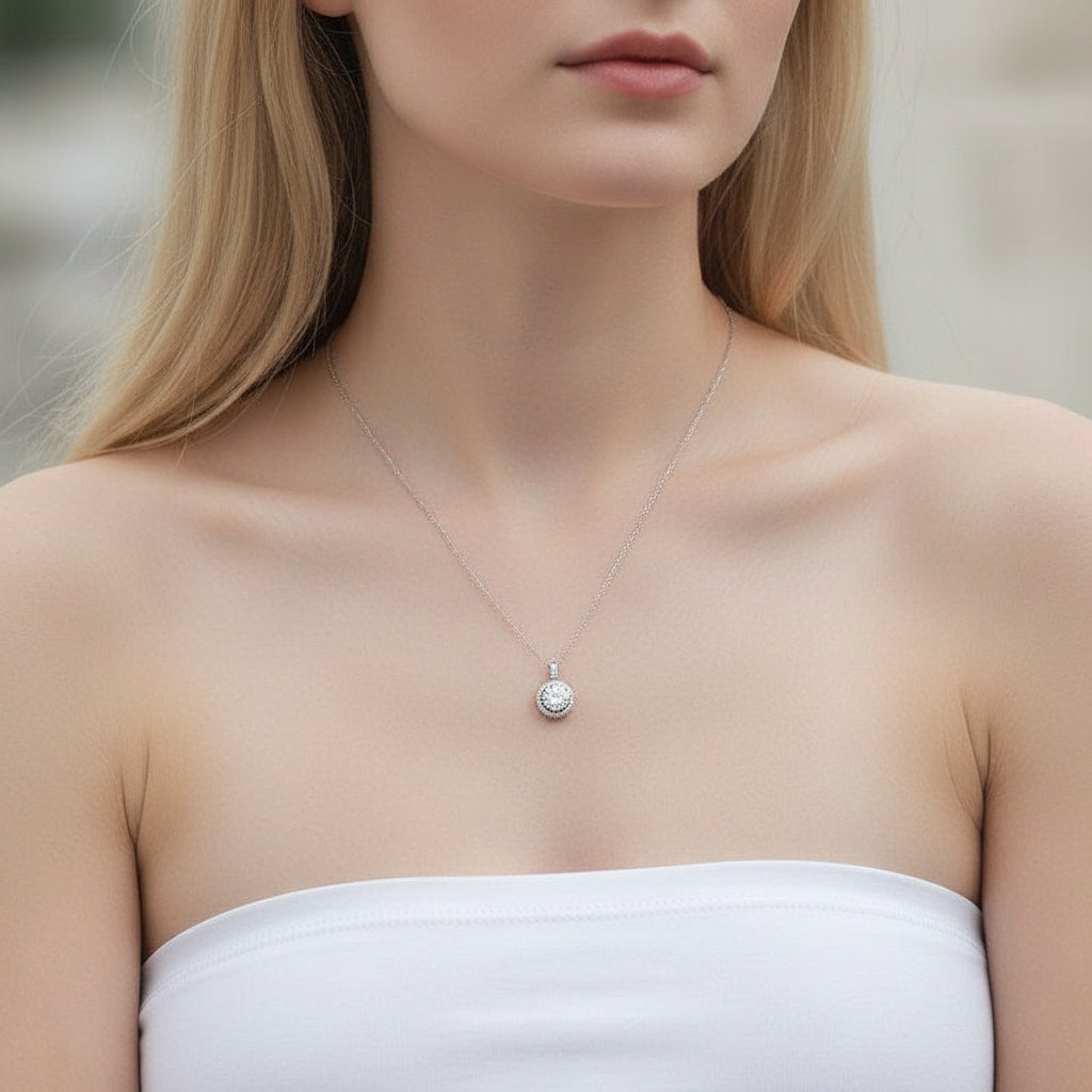 1.0 Ct Diamond Option Halo Pendant Necklace-Black Diamonds New York
